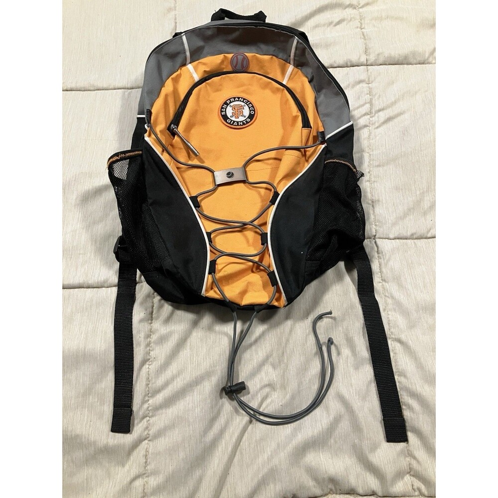 MLB San Francisco Giants School Backpack Orange/Black Baseball Bat Zipper Pulls
